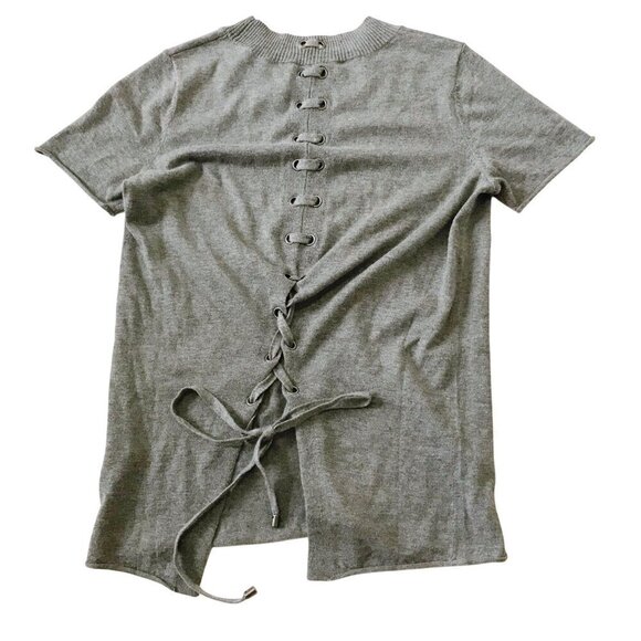 n:PHILANTHROPY Graves Lace Back Sweater, Size XS, Gray - Picture 7 of 13